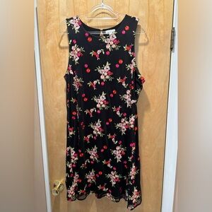 Charter Club Black Embroidered Floral Midi Mesh Dress